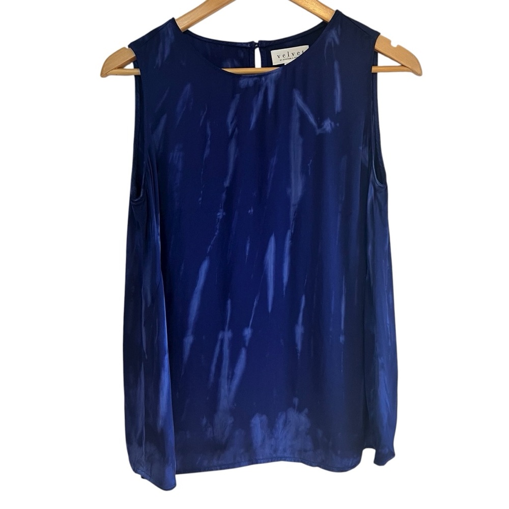 Velvet by Graham & Spencer satin sleeveless tie dye top Sz M excellent condition